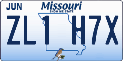 MO license plate ZL1H7X