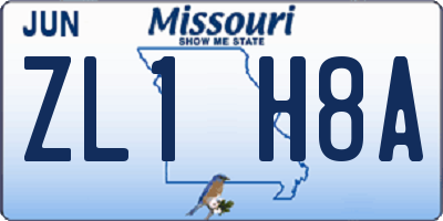MO license plate ZL1H8A
