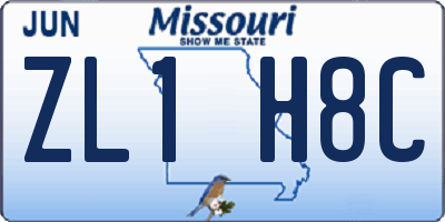 MO license plate ZL1H8C