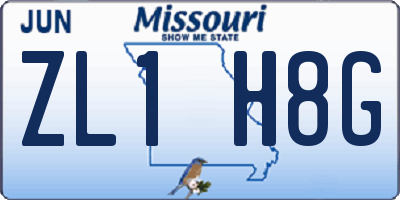 MO license plate ZL1H8G