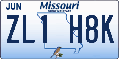 MO license plate ZL1H8K