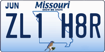 MO license plate ZL1H8R
