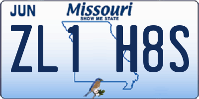 MO license plate ZL1H8S