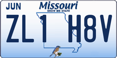 MO license plate ZL1H8V