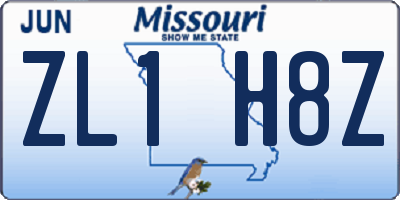 MO license plate ZL1H8Z