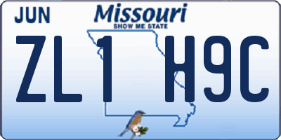 MO license plate ZL1H9C