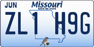 MO license plate ZL1H9G