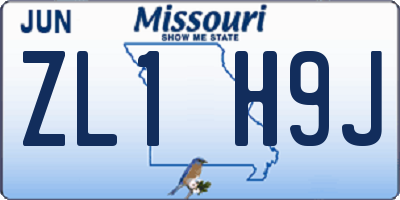 MO license plate ZL1H9J