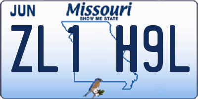 MO license plate ZL1H9L