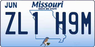 MO license plate ZL1H9M
