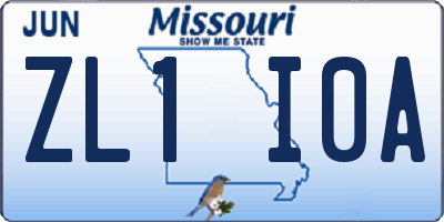 MO license plate ZL1I0A