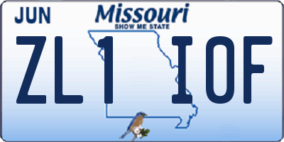 MO license plate ZL1I0F
