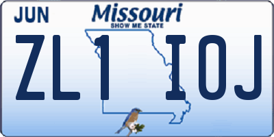 MO license plate ZL1I0J
