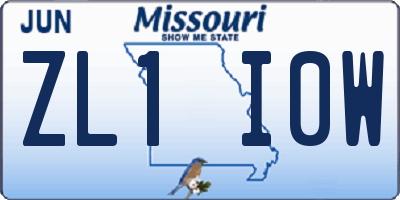 MO license plate ZL1I0W