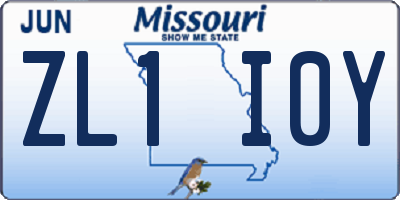 MO license plate ZL1I0Y