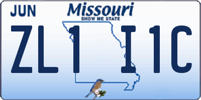 MO license plate ZL1I1C