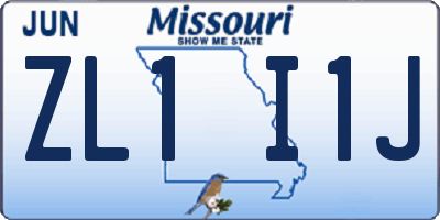 MO license plate ZL1I1J