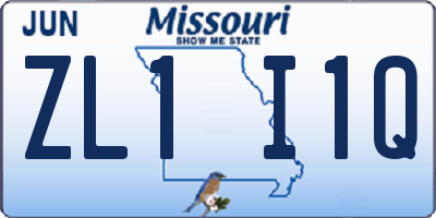 MO license plate ZL1I1Q