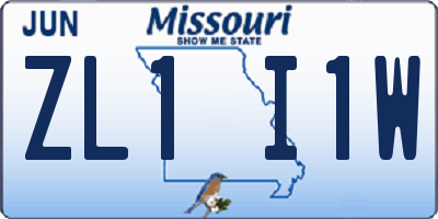 MO license plate ZL1I1W