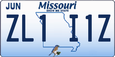 MO license plate ZL1I1Z