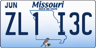 MO license plate ZL1I3C