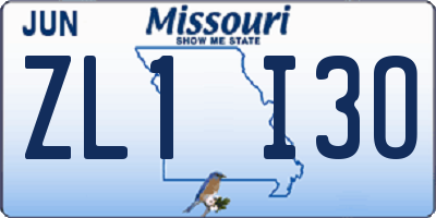 MO license plate ZL1I3O