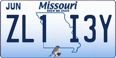 MO license plate ZL1I3Y