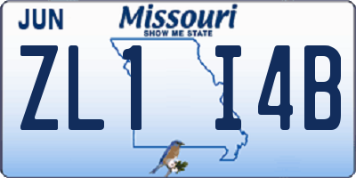 MO license plate ZL1I4B