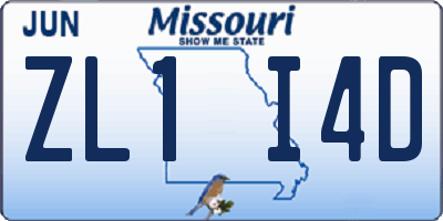 MO license plate ZL1I4D