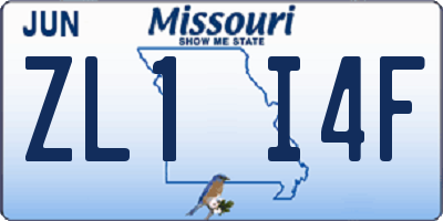 MO license plate ZL1I4F