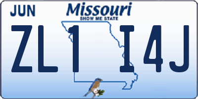 MO license plate ZL1I4J