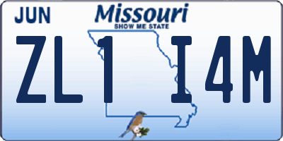 MO license plate ZL1I4M