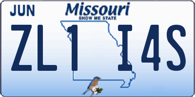 MO license plate ZL1I4S