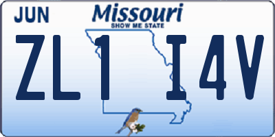 MO license plate ZL1I4V