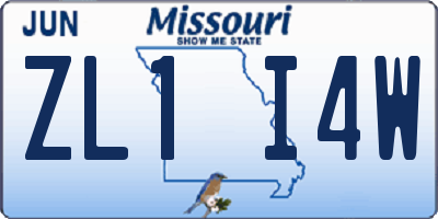 MO license plate ZL1I4W