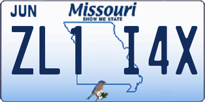 MO license plate ZL1I4X