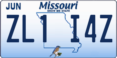 MO license plate ZL1I4Z