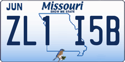 MO license plate ZL1I5B