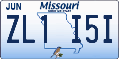 MO license plate ZL1I5I