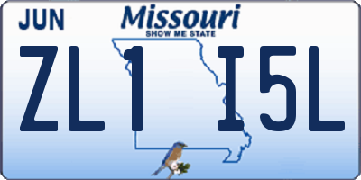 MO license plate ZL1I5L
