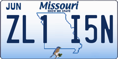 MO license plate ZL1I5N