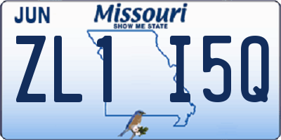 MO license plate ZL1I5Q
