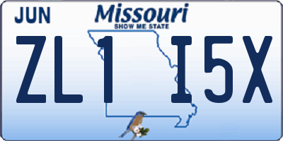 MO license plate ZL1I5X