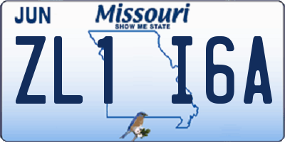 MO license plate ZL1I6A