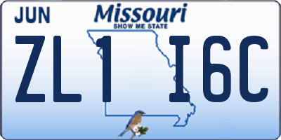 MO license plate ZL1I6C