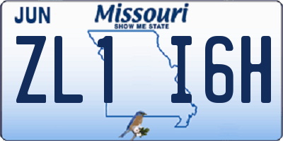 MO license plate ZL1I6H