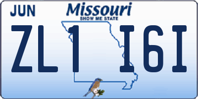 MO license plate ZL1I6I