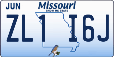 MO license plate ZL1I6J