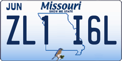 MO license plate ZL1I6L