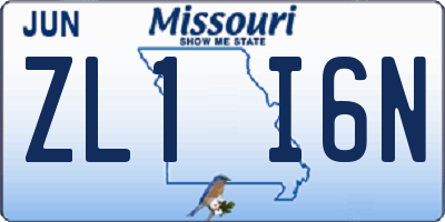 MO license plate ZL1I6N